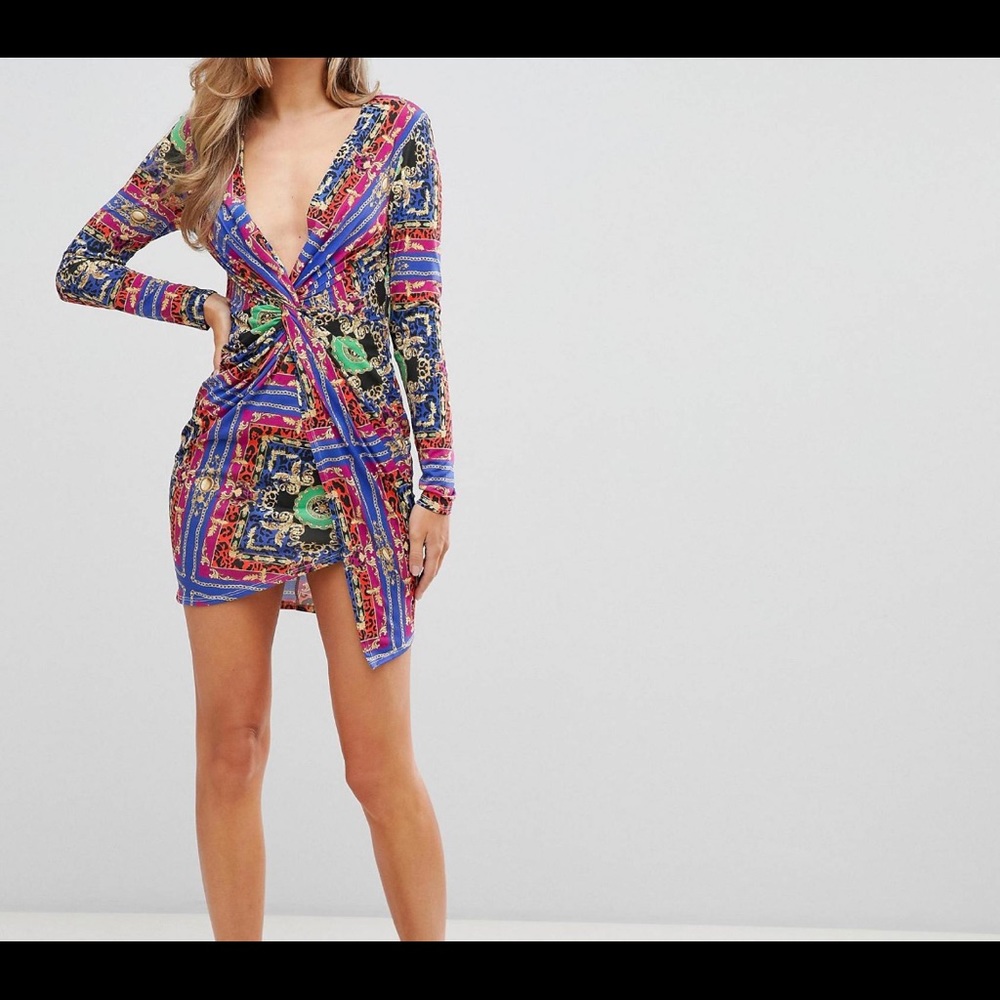 Mini dress in scarf print